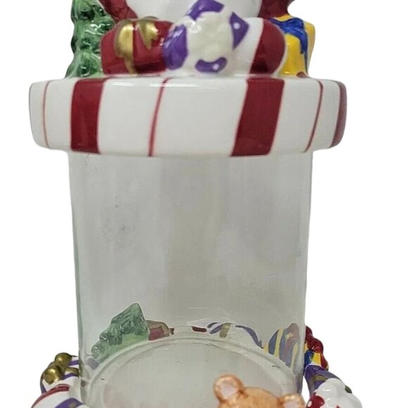 St. Nicholas Square Handpainted Christmas Treat Candy Jar Canister Clear Santa - Picture 3 of 6